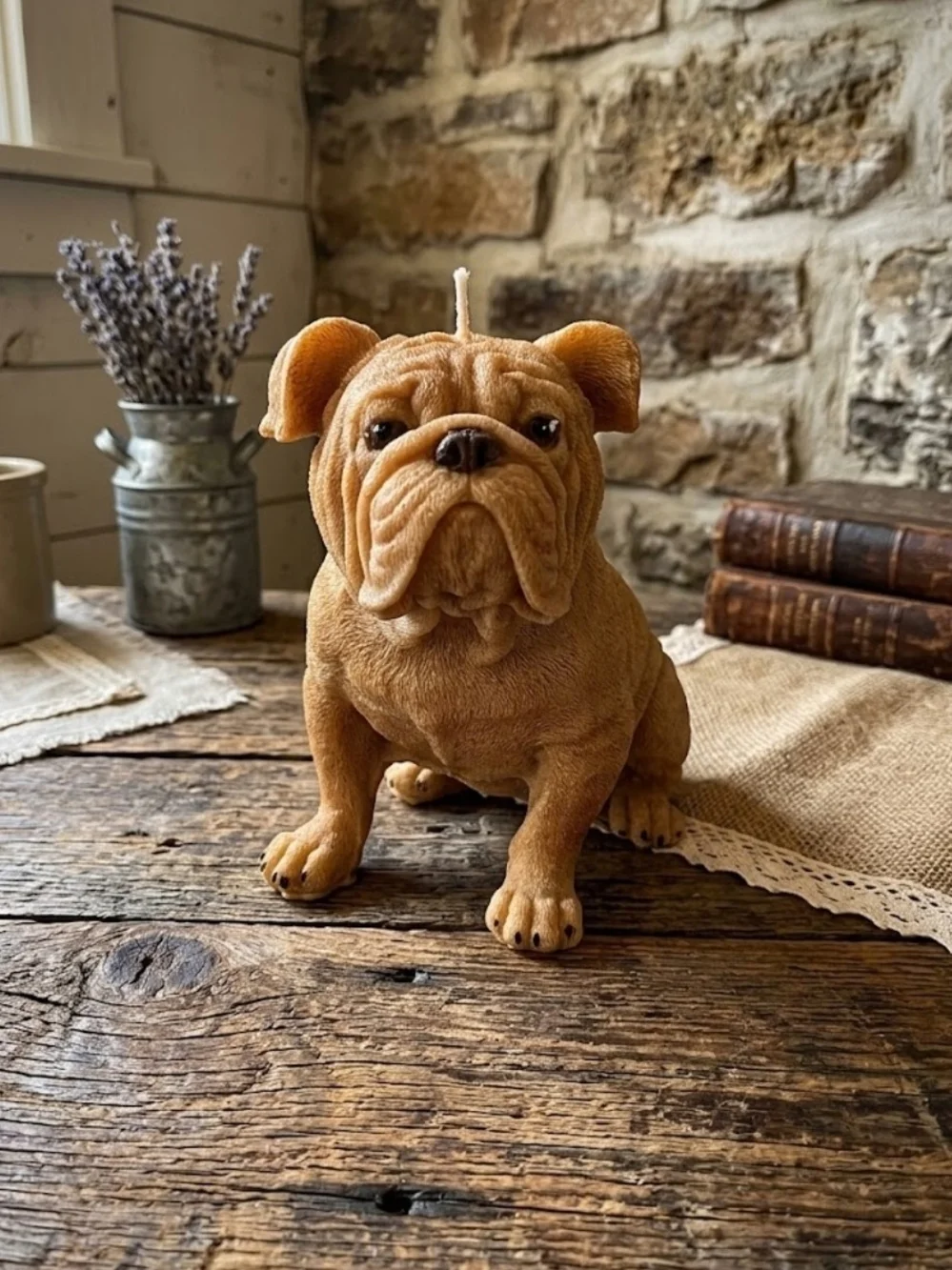 Brown Bulldog Decorative Candle - Home Accents